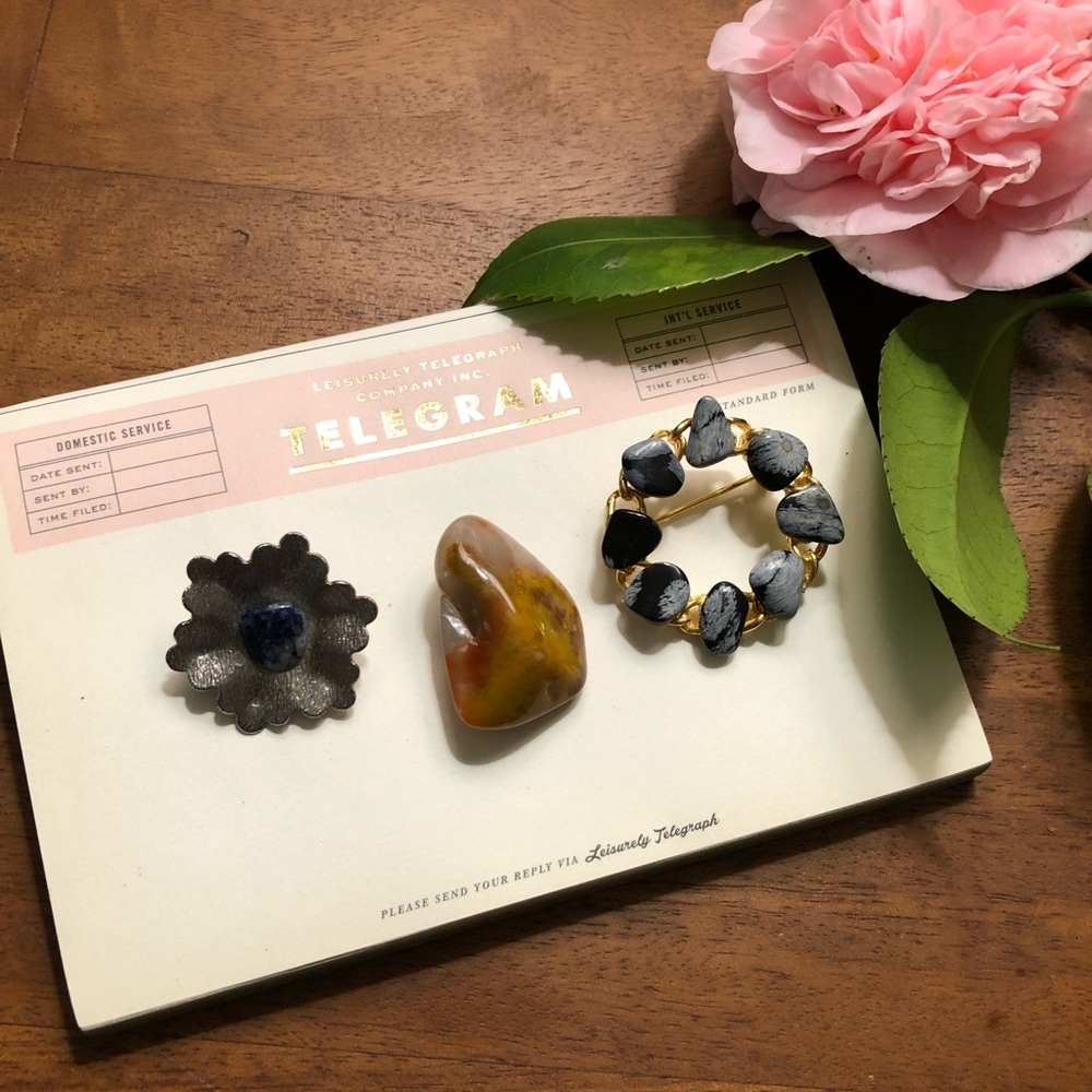 Nica Gemstone  Vintage Brooch Set - Picture 3 of 8